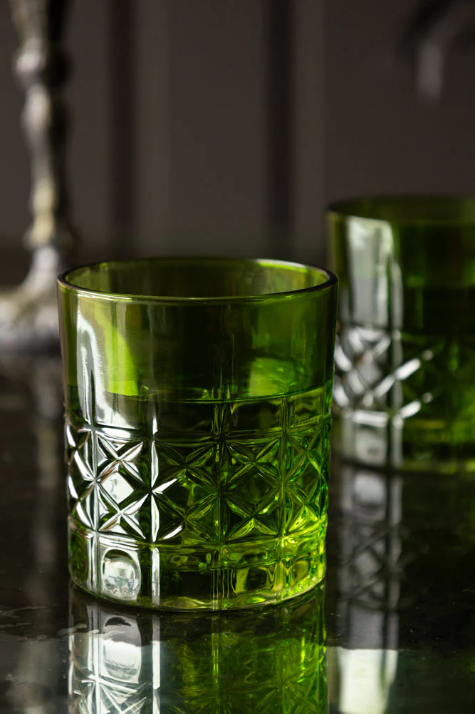 Green Whiskey Embossed Glass - Available in Two Designs - Image 3