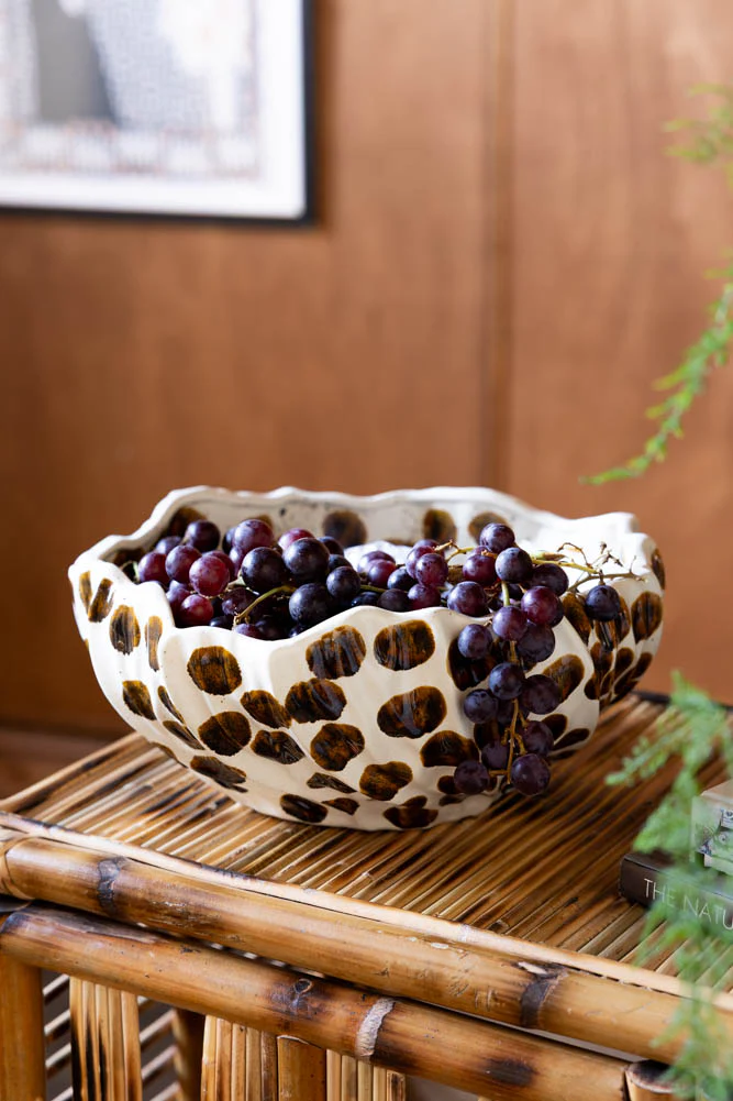 Handcrafted Brown Spotty Fruit Bowl