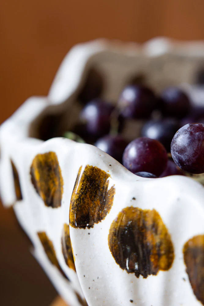 Handcrafted Brown Spotty Fruit Bowl - Image 3