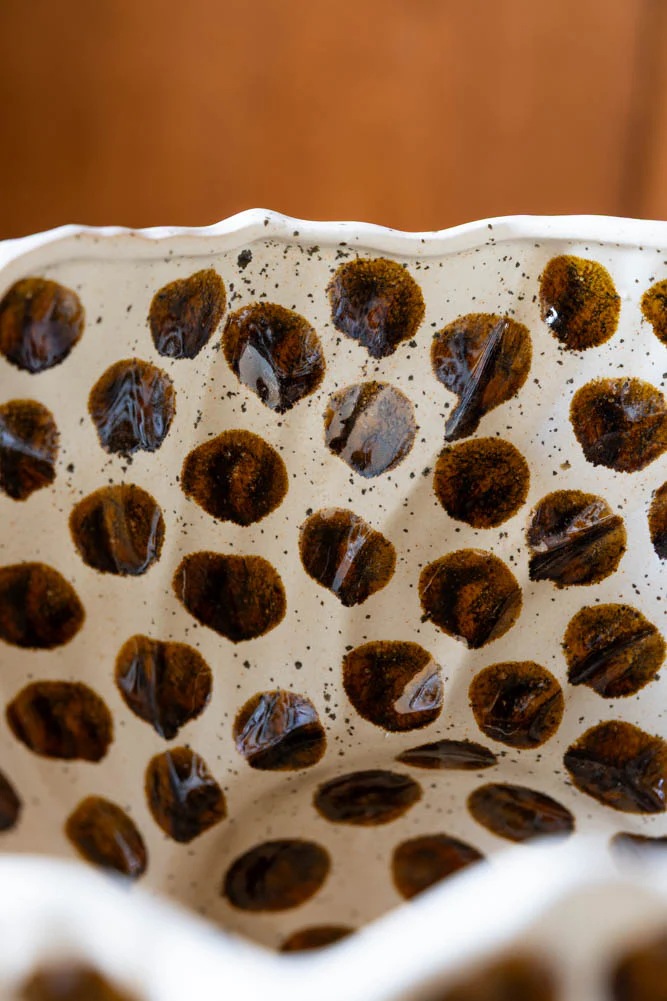 Handcrafted Brown Spotty Fruit Bowl - Image 4