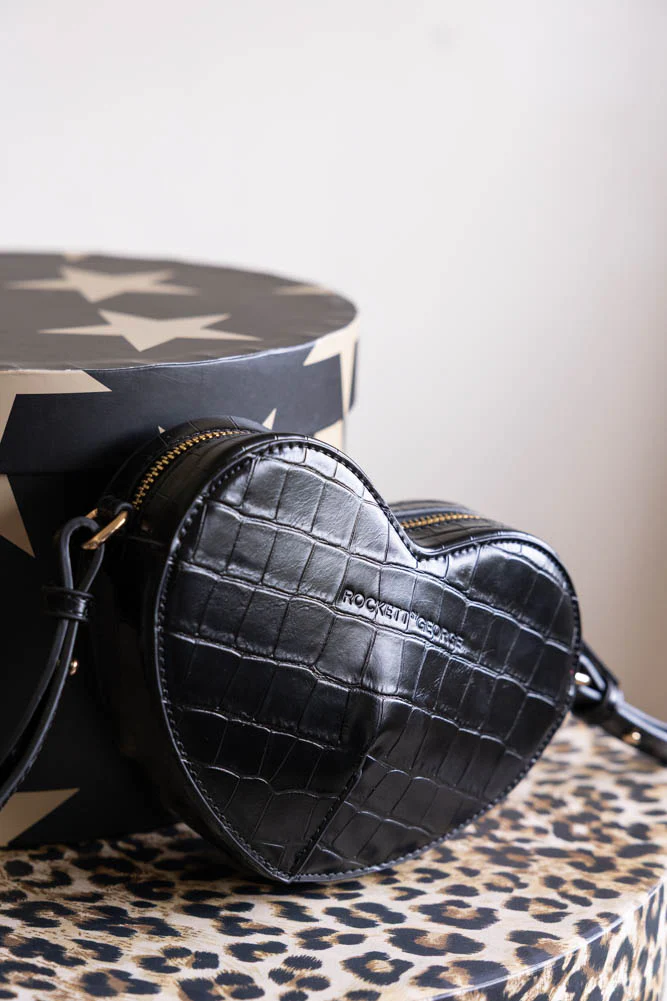 Heart Shaped Croc-Effect Cross Body Bag - Image 2