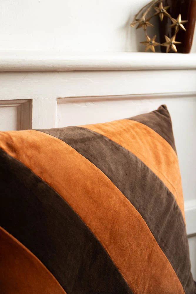 HKLIVING Coffee & Mocha Striped Velvet Cushion - Image 3
