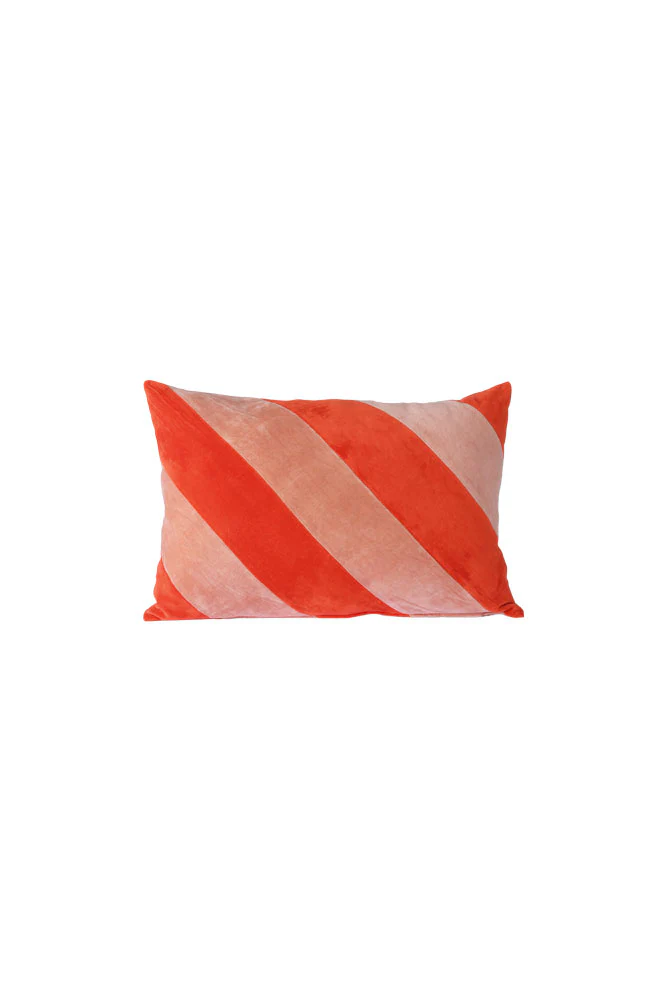 HKLIVING Red & Pink Stripe Velvet Cushion - Image 6