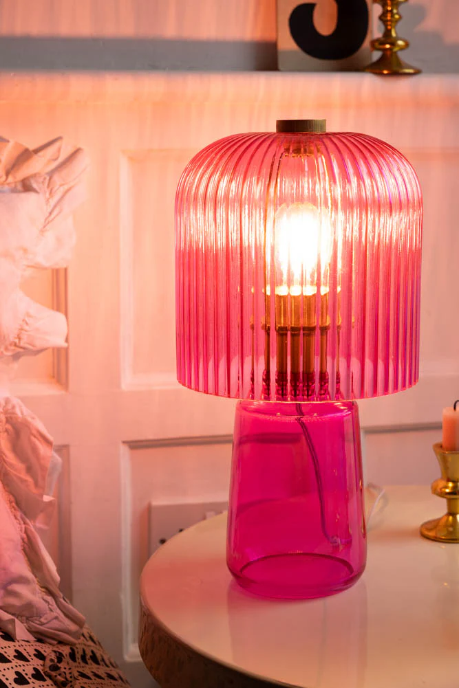 Hot Pink Seventies Glass Table Lamp - Image 2