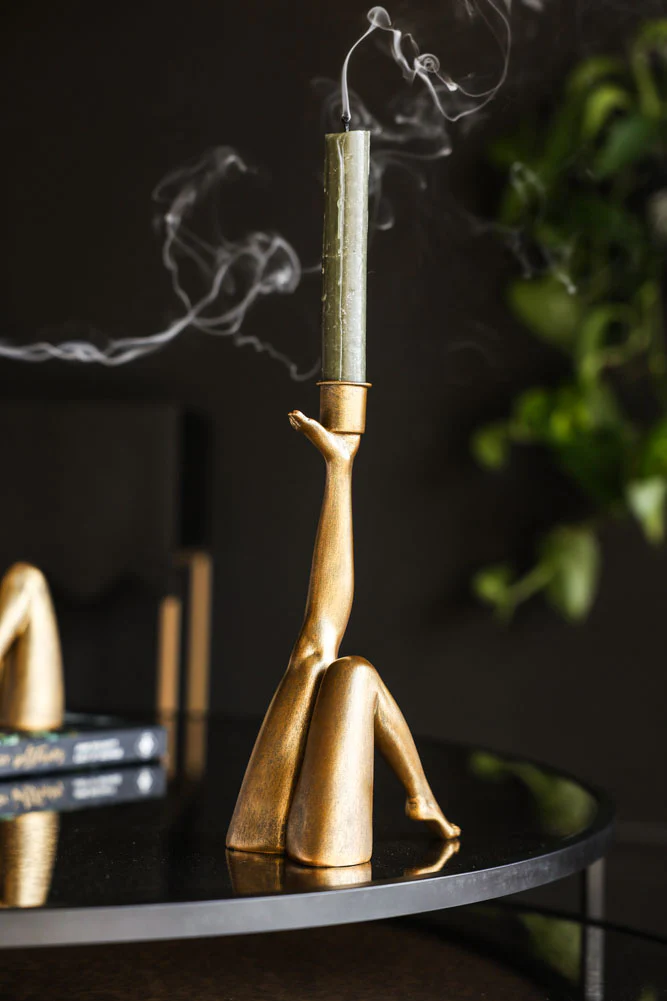 Kicking Leg Candle Holder In Gold