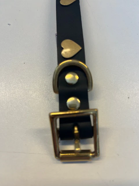 Black Leather Dog Collar With Hearts - SAMPLE - Image 4