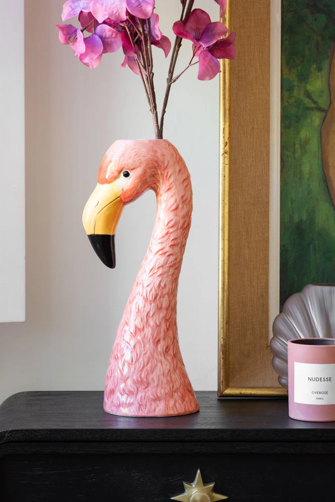 Large Blush Pink Flamingo Head Vase - Image 3