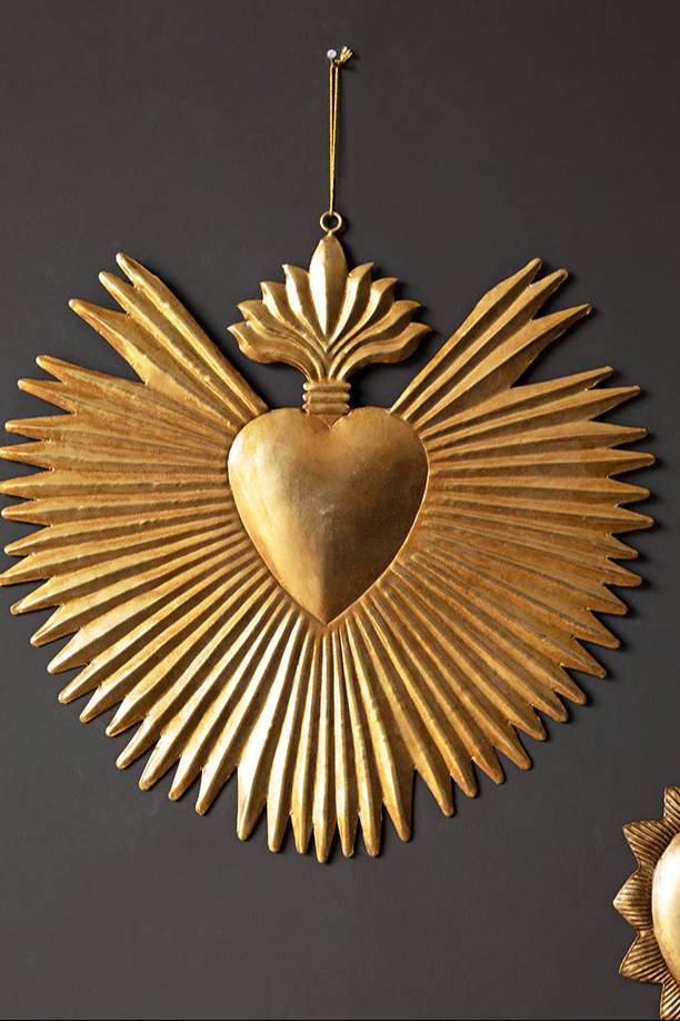 Large Milagro Antiqued-Style Heart Decoration