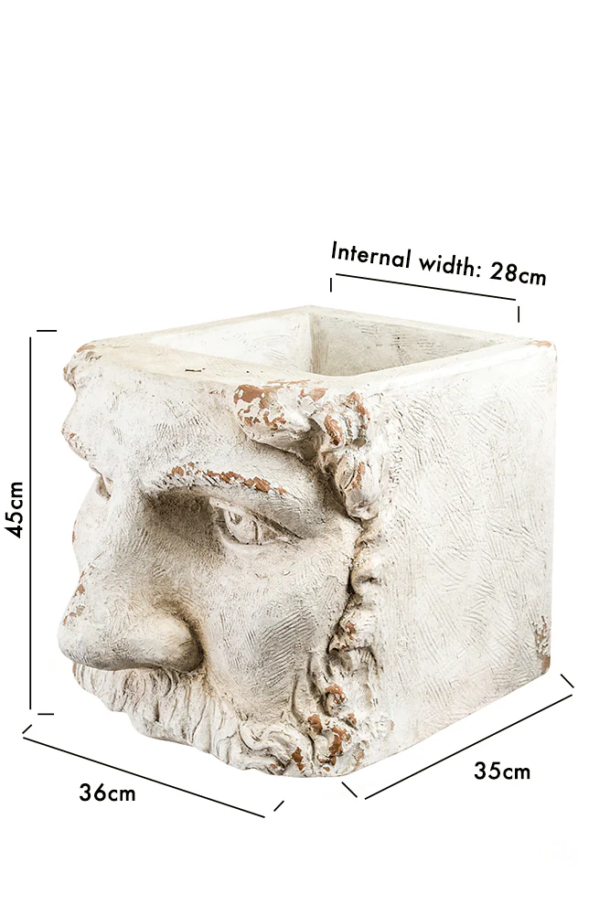 Large Rustic Stone Effect Classical Face Planter - Image 6