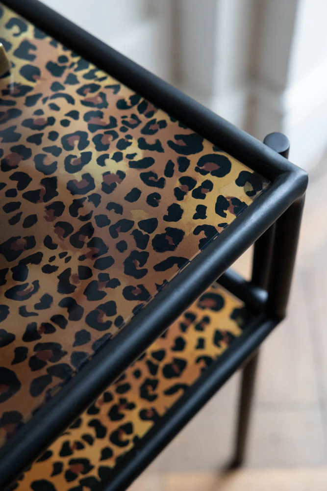 Leopard Print & Glass Bedside Table - SECONDS - Image 3