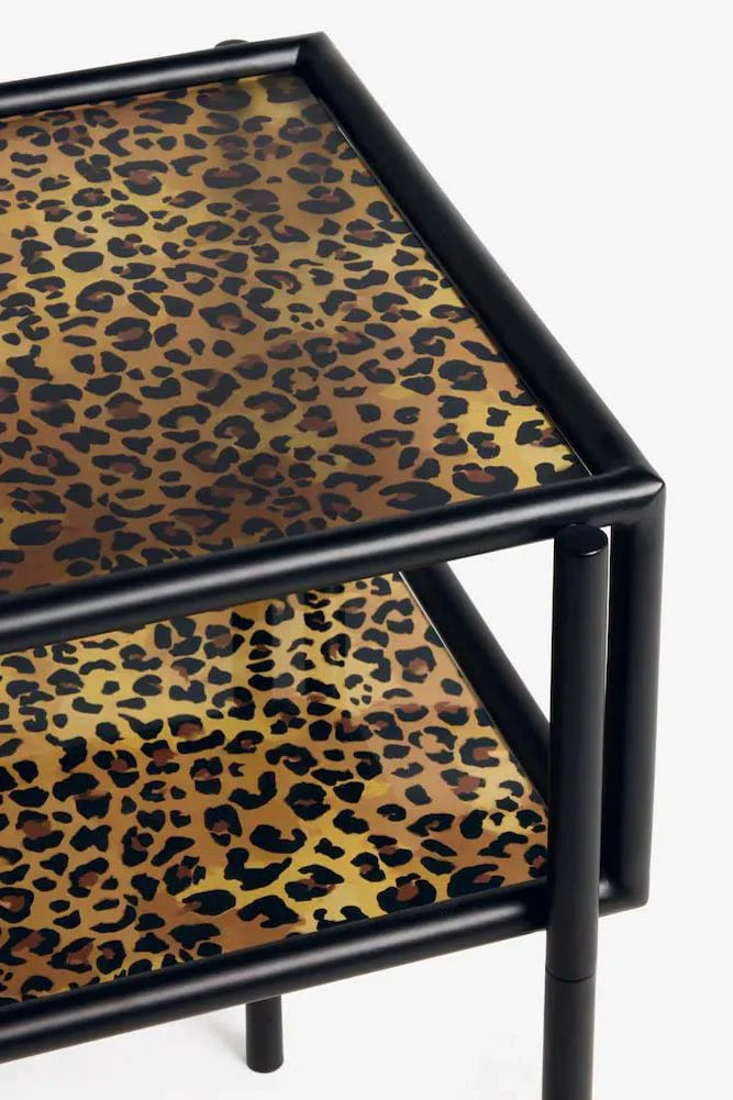 Leopard Print & Glass Bedside Table - SECONDS - Image 4