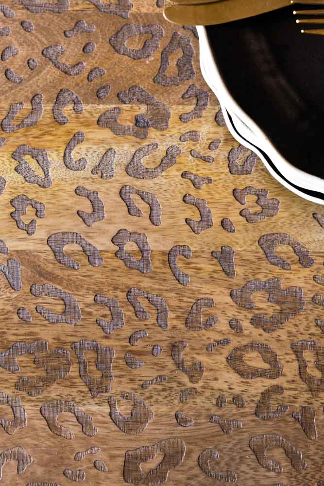 Leopard Print Natural Wood 6 Seater Dining Table - Image 2