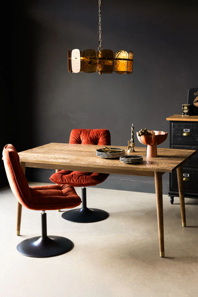 Leopard Print Natural Wood 6 Seater Dining Table - Image 3
