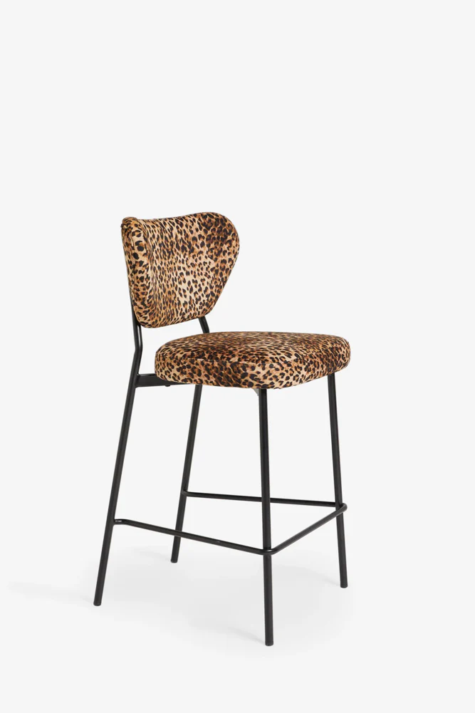 Leopard Print Velvet Bar Stool - Image 4