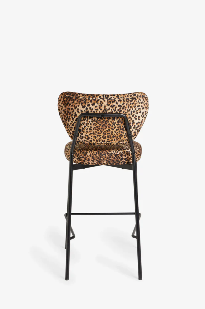 Leopard Print Velvet Bar Stool - Image 6