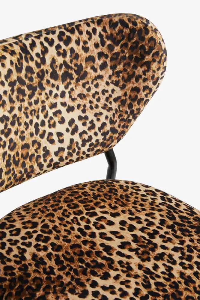 Leopard Print Velvet Bar Stool - Image 7