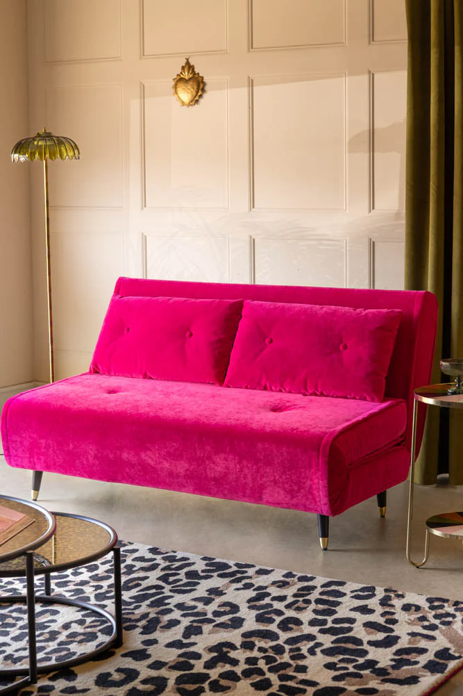 Mabel Large 2 Seater Sofa Bed in Luxe Needlecord Velvet Harry's Pink