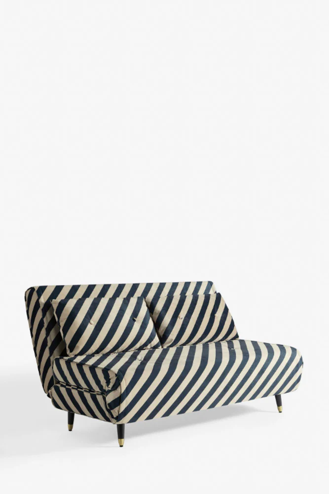 Mabel Large 2 Seater Sofa Bed in Studio Stripe Velvet Sand & Black - Image 5