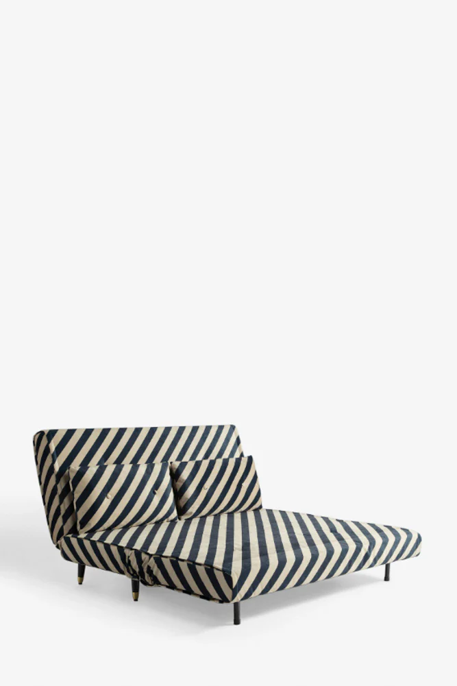 Mabel Large 2 Seater Sofa Bed in Studio Stripe Velvet Sand & Black - Image 6