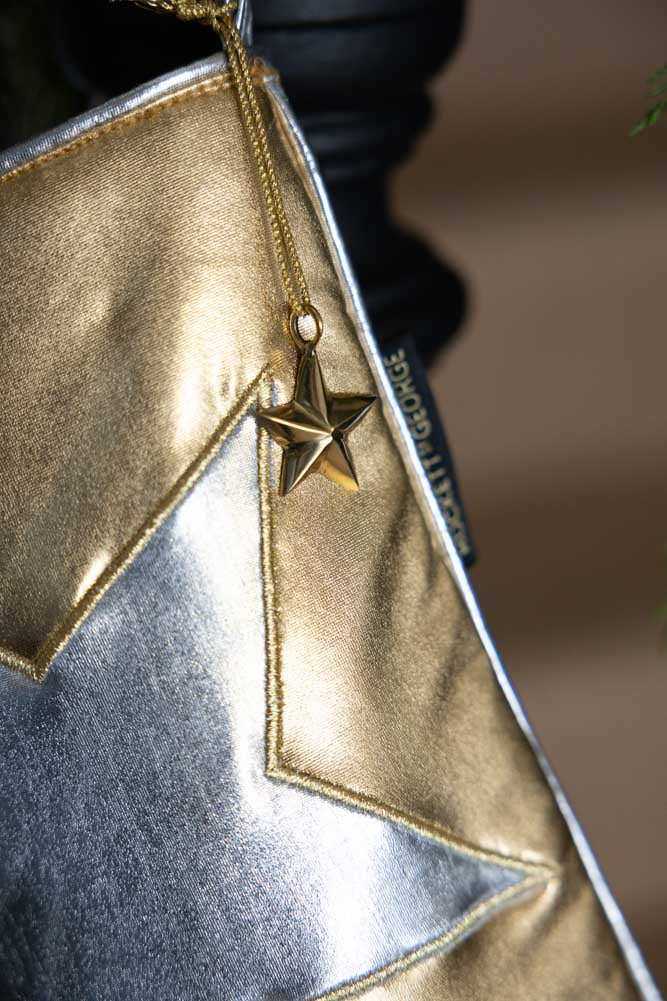 Metallic Gold & Silver Star Christmas Stocking - Image 2
