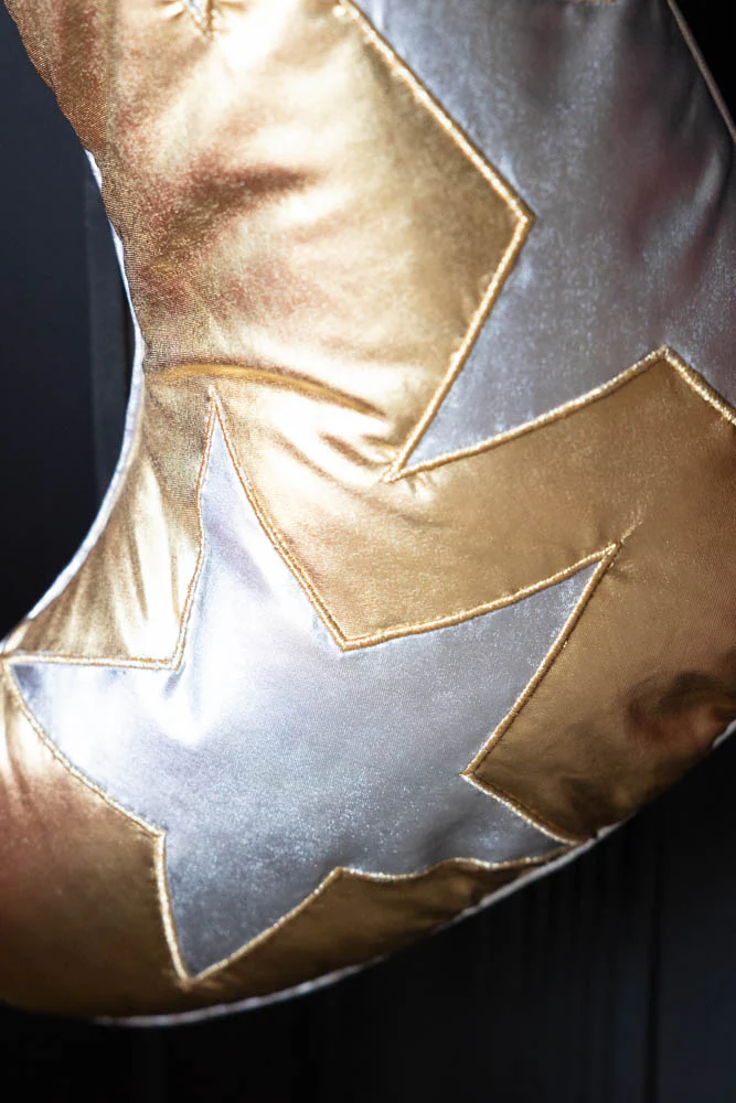 Metallic Gold & Silver Star Christmas Stocking - Image 6