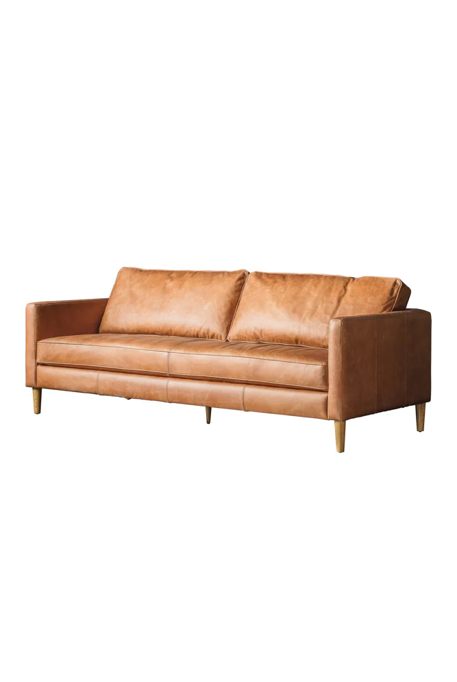Vintage-Style Brown Leather 3-Seater Sofa - Image 6