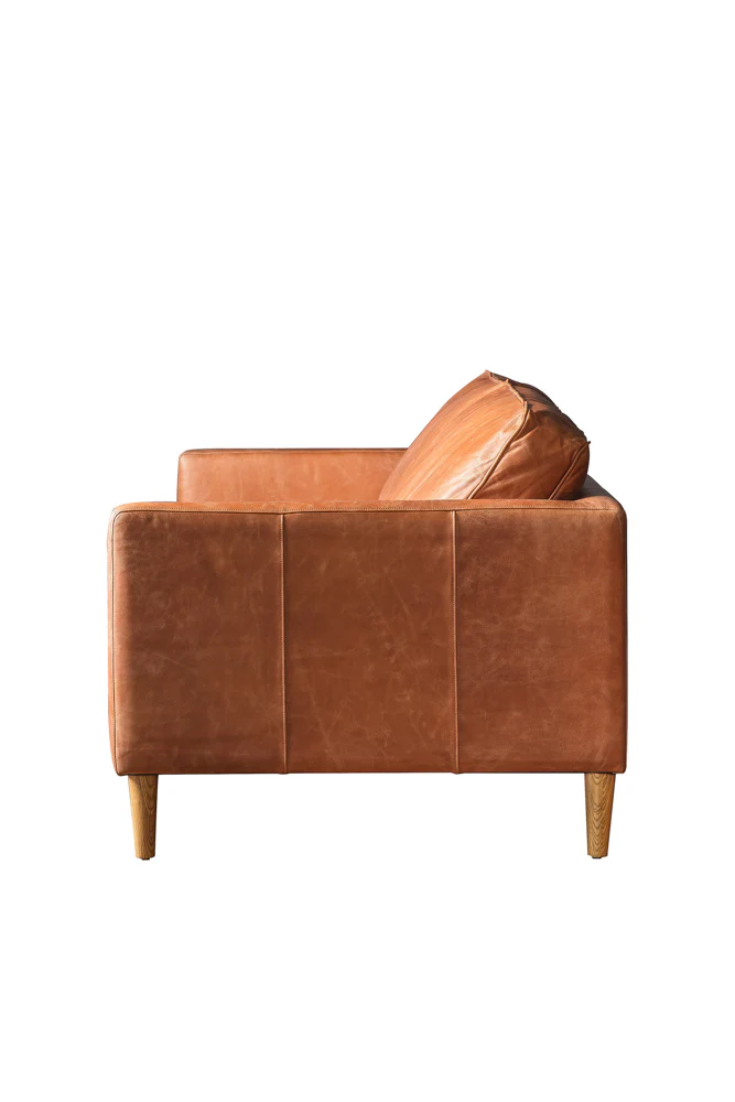 Vintage-Style Brown Leather 3-Seater Sofa - Image 7