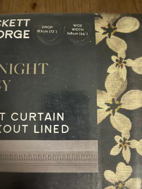 Midnight Daisy Print Eyelet Blackout Lined Pair Of Curtains W168cm X D183cm - SECONDS - Image 4