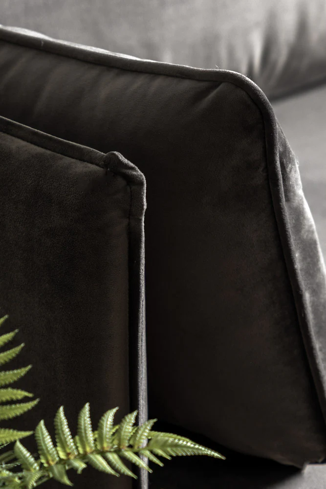 Modern Charcoal Grey Velvet 3-Seater Sofa - Image 3