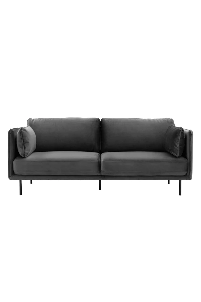 Modern Charcoal Grey Velvet 3-Seater Sofa - Image 5