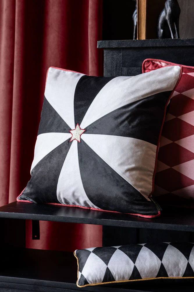 Monochrome Embroidered Star Cushion - Image 2