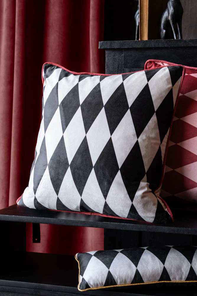 Monochrome Embroidered Star Cushion - Image 3