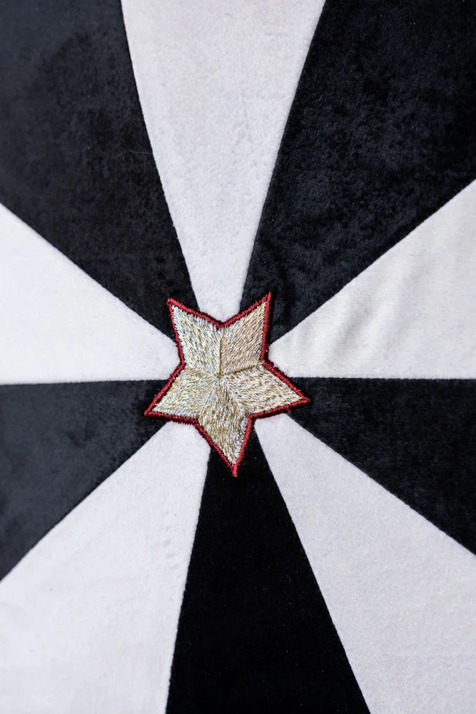 Monochrome Embroidered Star Cushion - Image 4