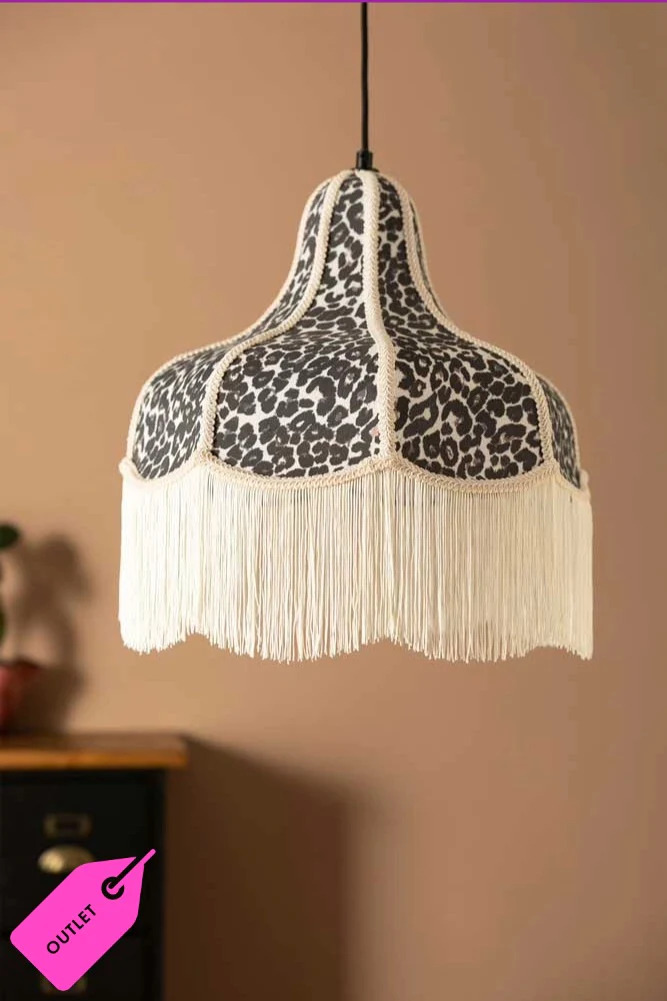 Monochrome Leopard Print Tassel Edge Ceiling Light - SECONDS