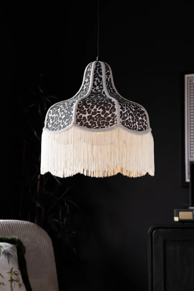 Monochrome Leopard Print Tassel Edge Ceiling Light - SECONDS - Image 8