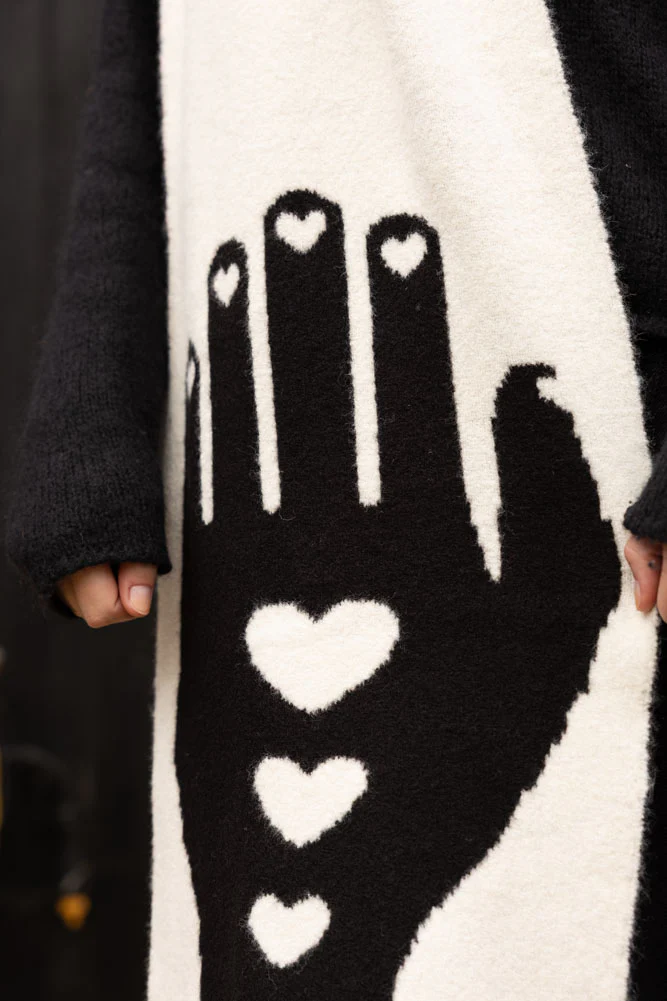 Monochrome Printed Hands Scarf - Image 10