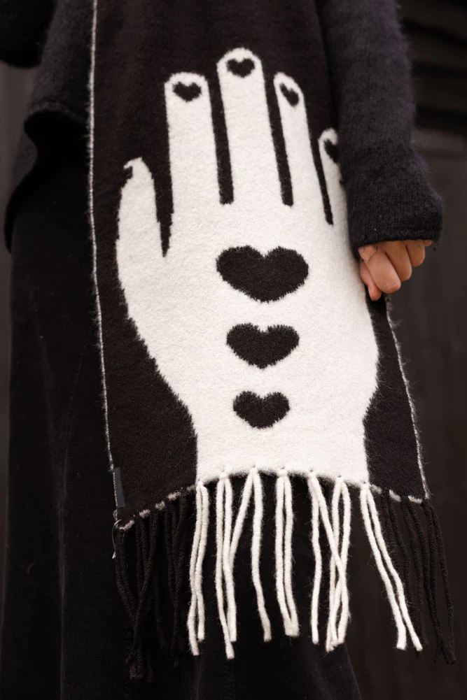 Monochrome Printed Hands Scarf - Image 7