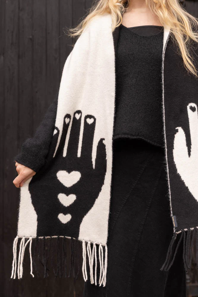 Monochrome Printed Hands Scarf - Image 8