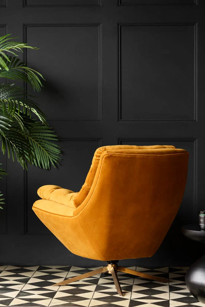 Mustard Velvet Swivel Chair - Image 3