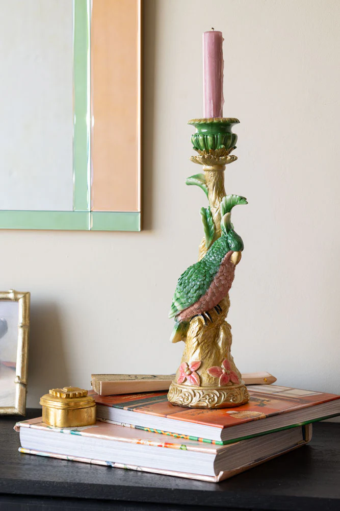 Ornate Gold & Green Parrot Candlestick Holder - Image 6