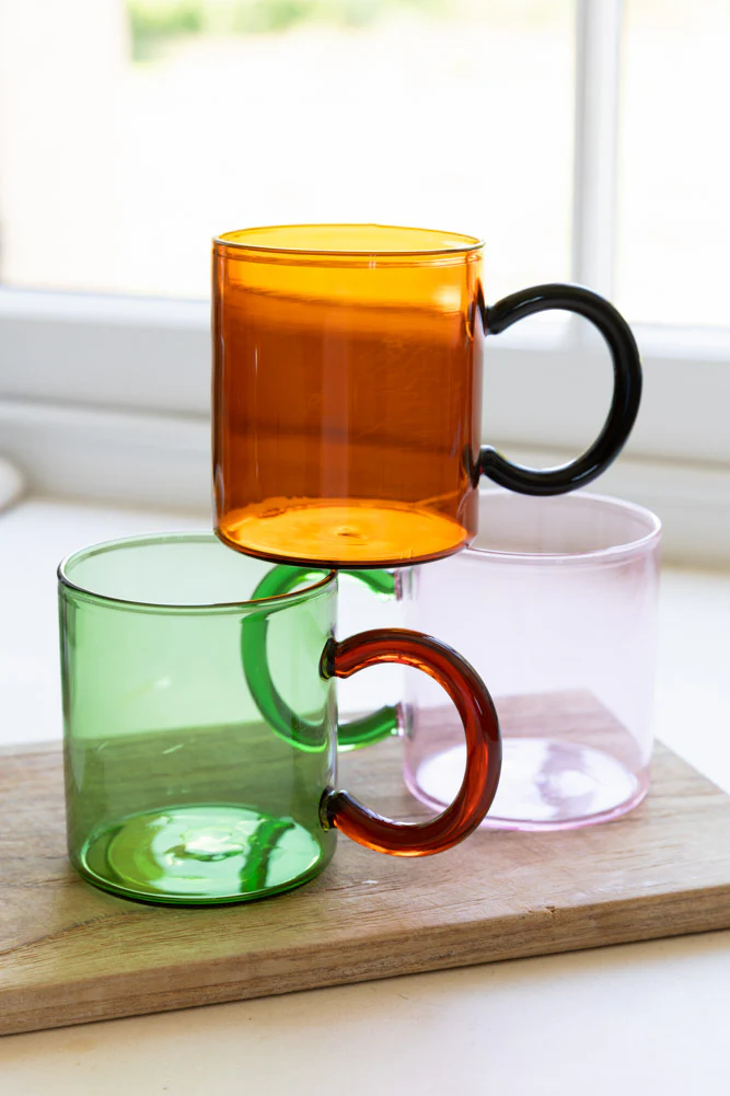Pale Pink & Green Glass Mug - Image 8