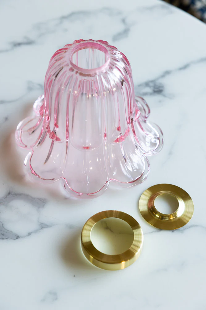 Pale Pink Vintage-Style Glass Easyfit Ceiling Light Shade - Image 4