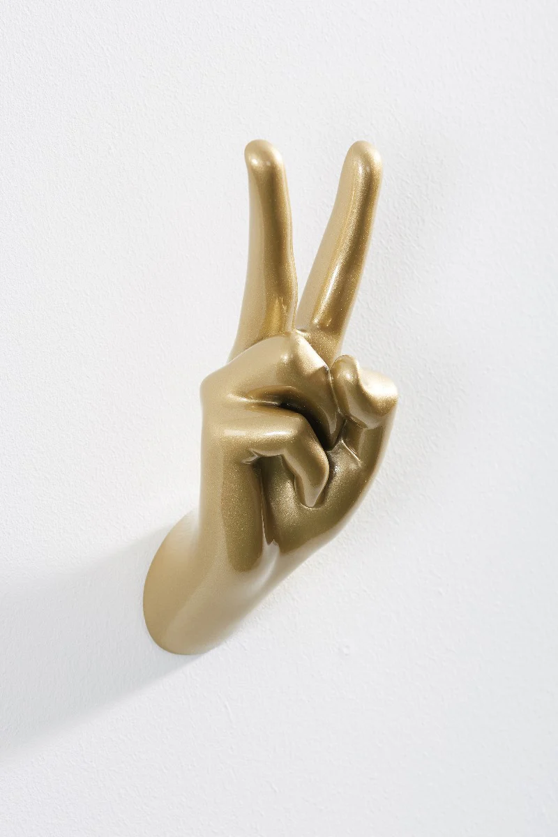 Gold Peace Hand Wall Art & Coat Hook - Image 3