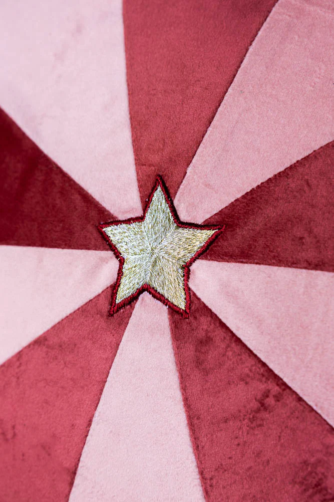 Pink & Red Embroidered Star Cushion - Image 3