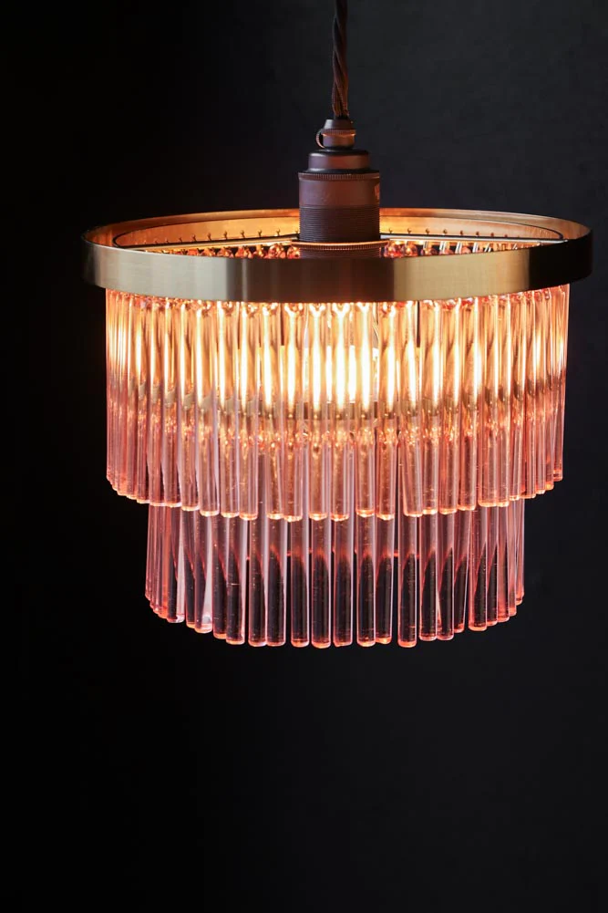 Pink Tiered Glass Easyfit Ceiling Light Shade - Image 4