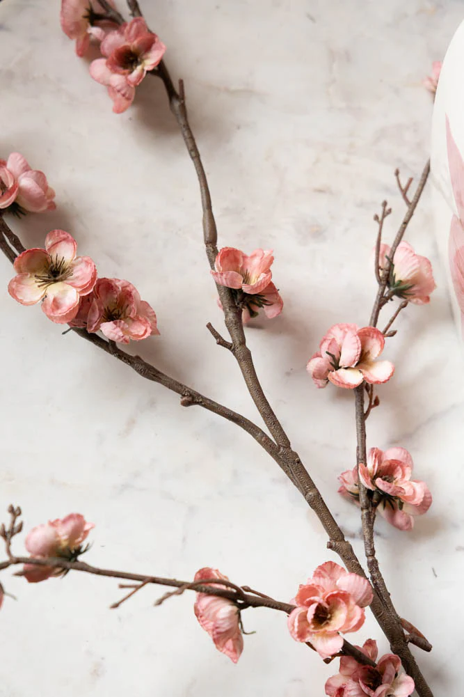 Pretty Faux Cherry Blossom Stem in Pale Pink