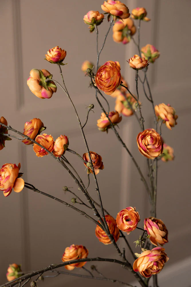 Pretty Faux Ranunculous Stem in Blood Orange - Image 4