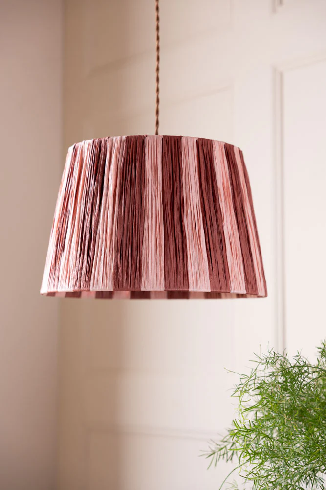 Raffia Pink & Red Stripe Easyfit Lampshade - Image 4