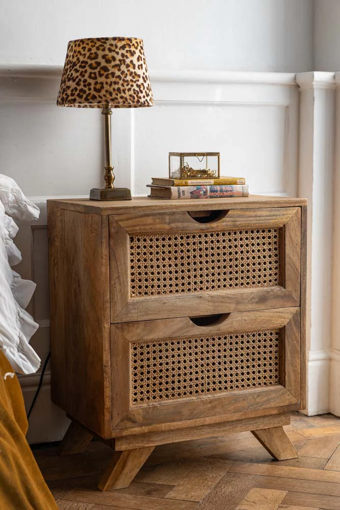 Rattan 2 Drawer Bedside Table - Image 4