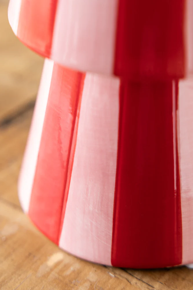 Red & Pink Stripe Flower Vase - Image 5
